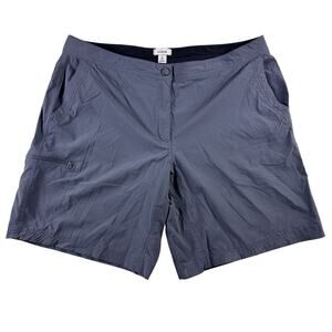 L.L. BEAN Mid Rise Stretch Flat Front Grey Hiking Cargo Shorts Women's Size 16 R